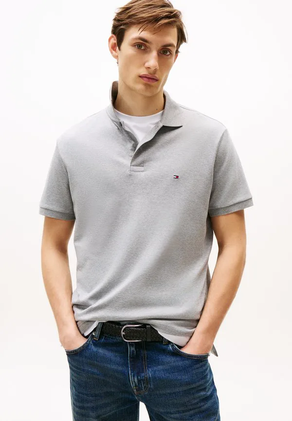 Рубашка-Поло стандартного кроя с вышивкой флага Tommy Hilfiger, Medium Grey Heather