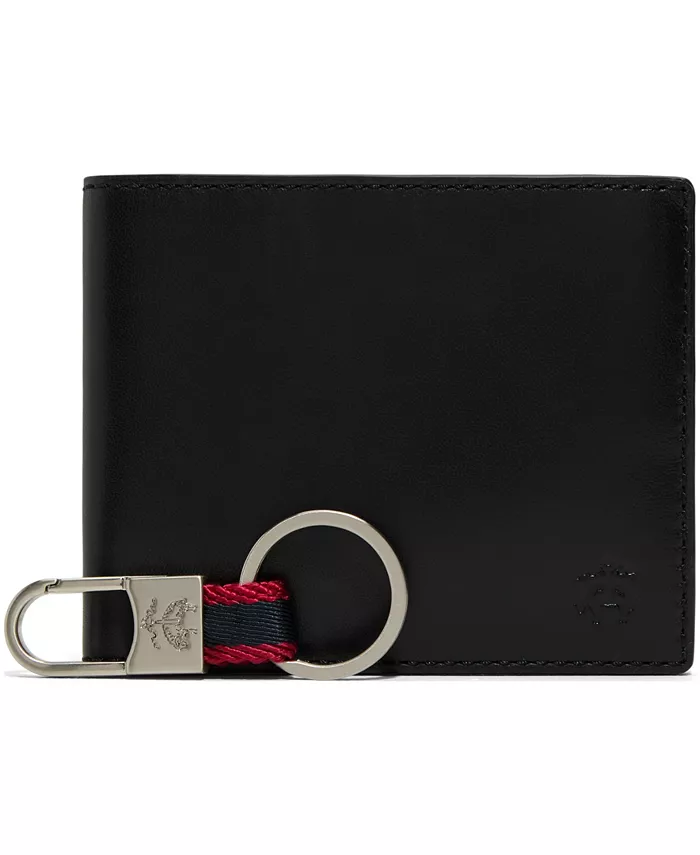 

Мужской кошелек Kc Box из кожи с отделением для мелочи Brooks Brothers, черный