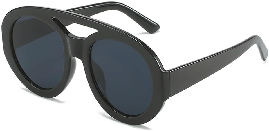 

Винтажные женские круглые солнцезащитные очки с двойной перемычкой, модный градиентный дизайн, защита от УФ-излучения UV400, мужские солнцезащитные очки в стиле панк HYYZZC, Black Grey