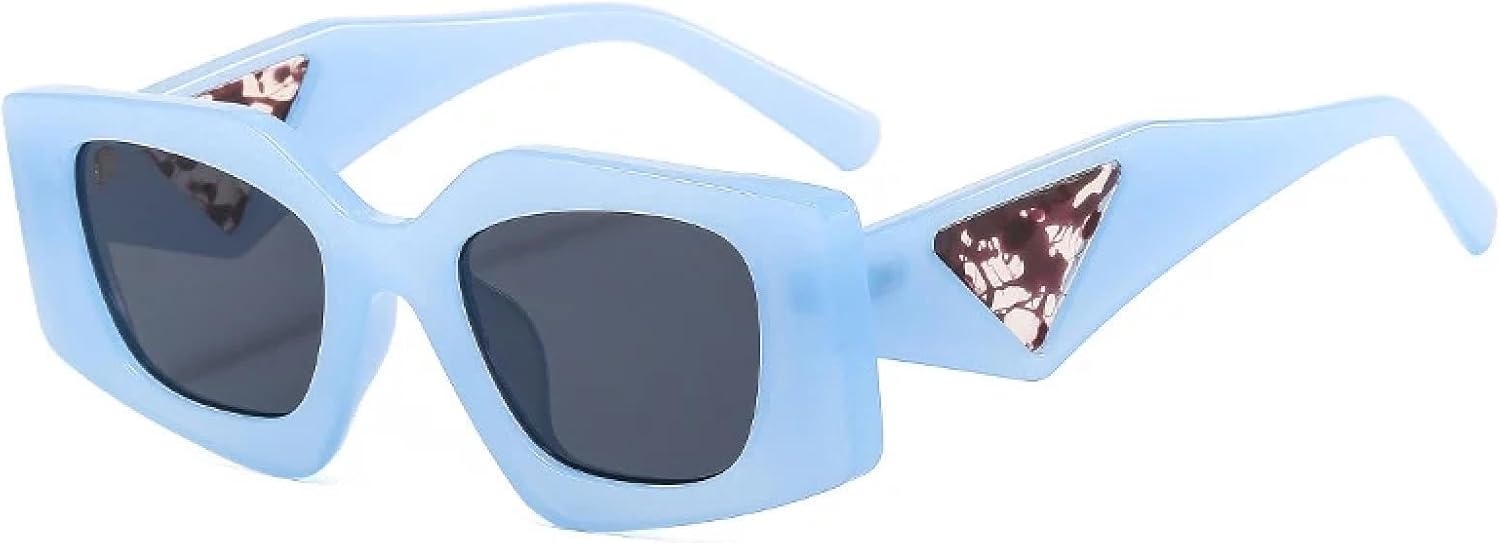 

Популярные модные солнцезащитные очки «кошачий глаз» в форме многоугольника для женщин, ретро-стиль, гелевые цветные линзы, защита от УФ-излучения UV400, прозрачная оправа для мужчин WNCKSQ, Blue Grey