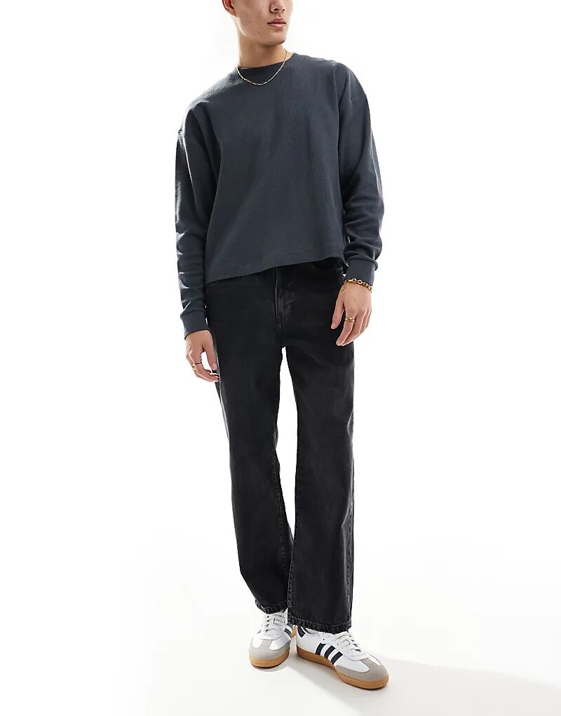 

Свободные джинсы среднего черного цвета Pull&Bear
