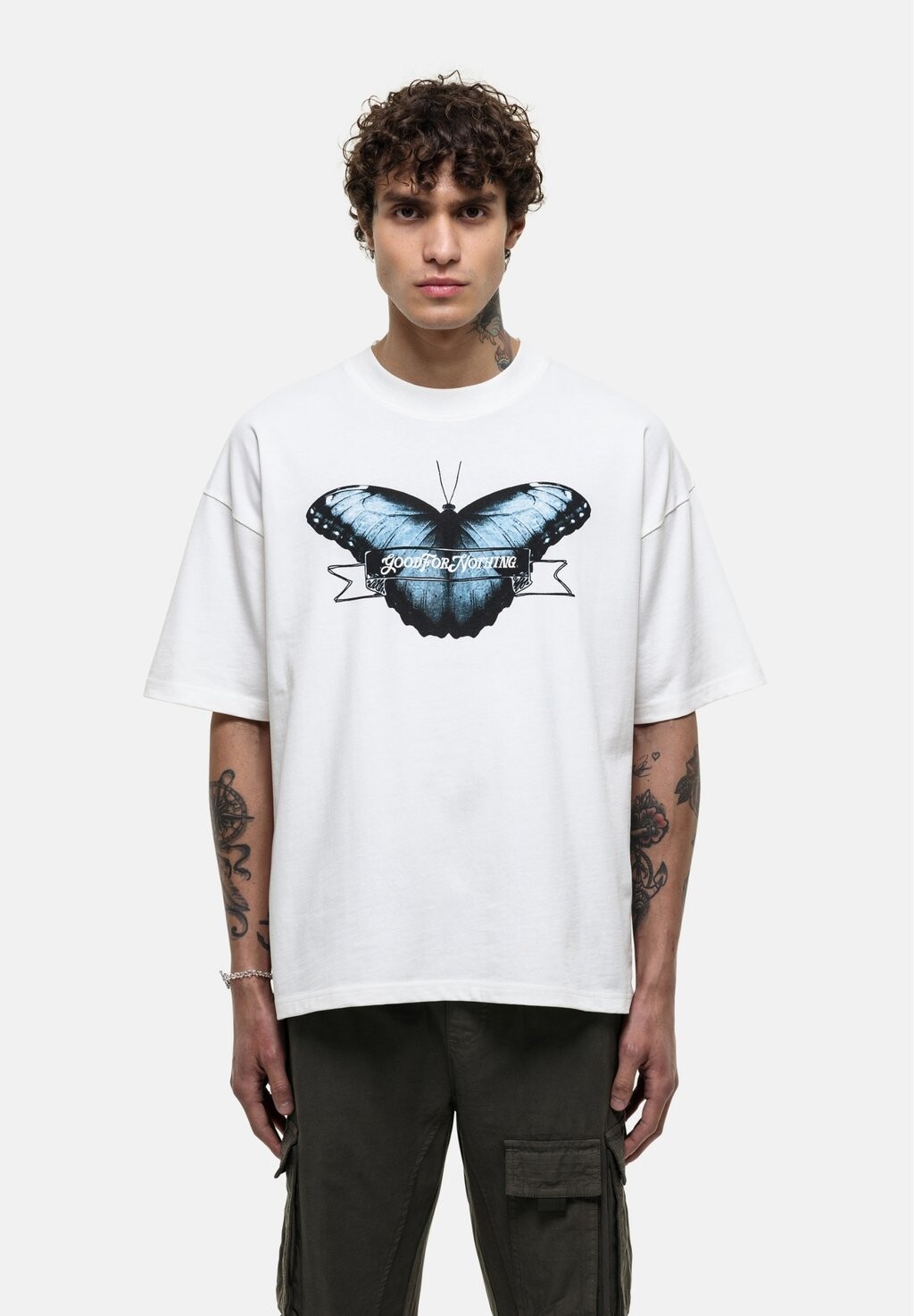 

Футболка с принтом OVERSIZED OFF WHITE PAPILLION T-SHIRT Good For Nothing, кремовый