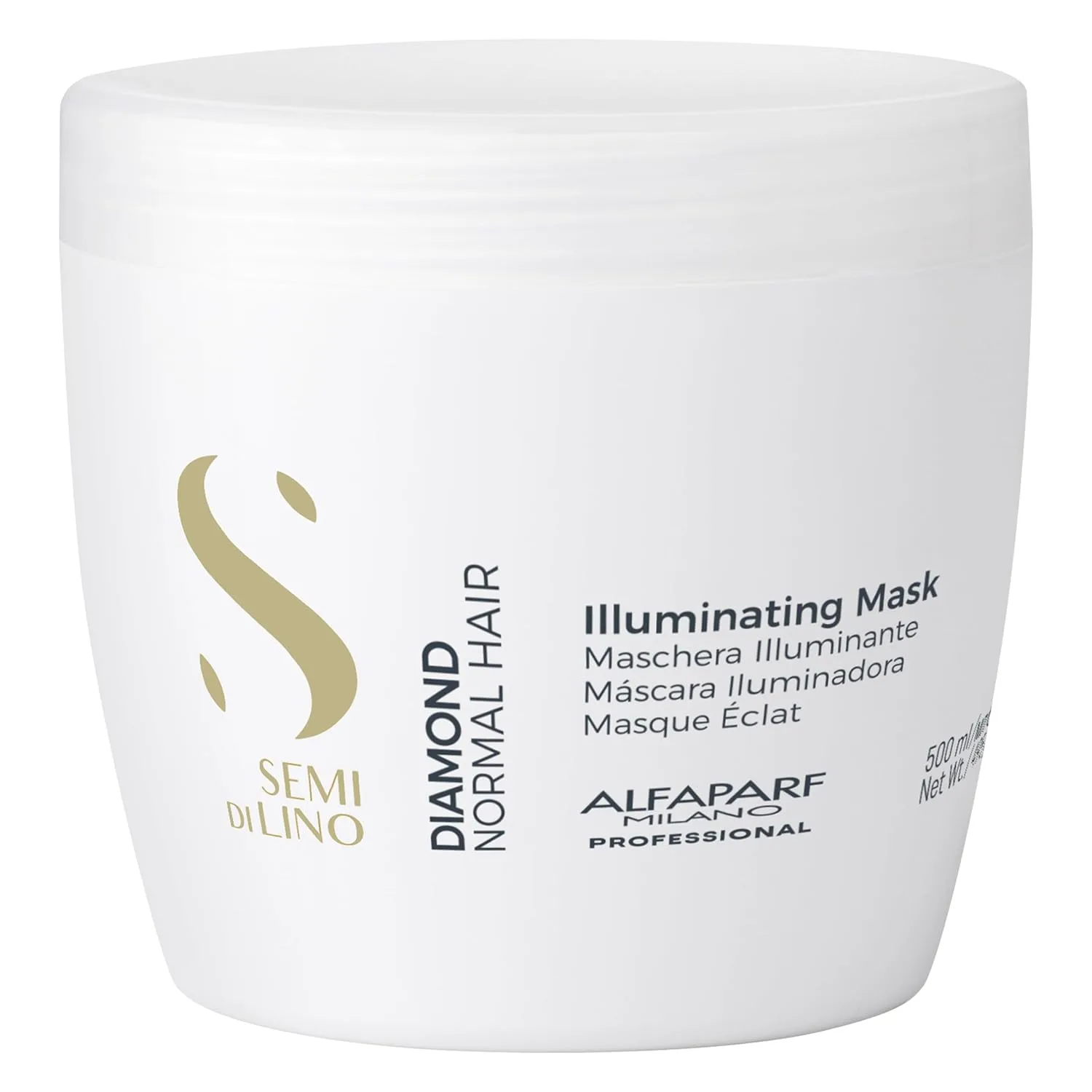 Alfaparf Milano Semi Di Lino Diamond Illuminating Hair Mask - глубокий кондиционер для окрашенных волос, придает блеск и объем, без сульфатов, парабенов и парафина 493.29 г (1 шт.)
