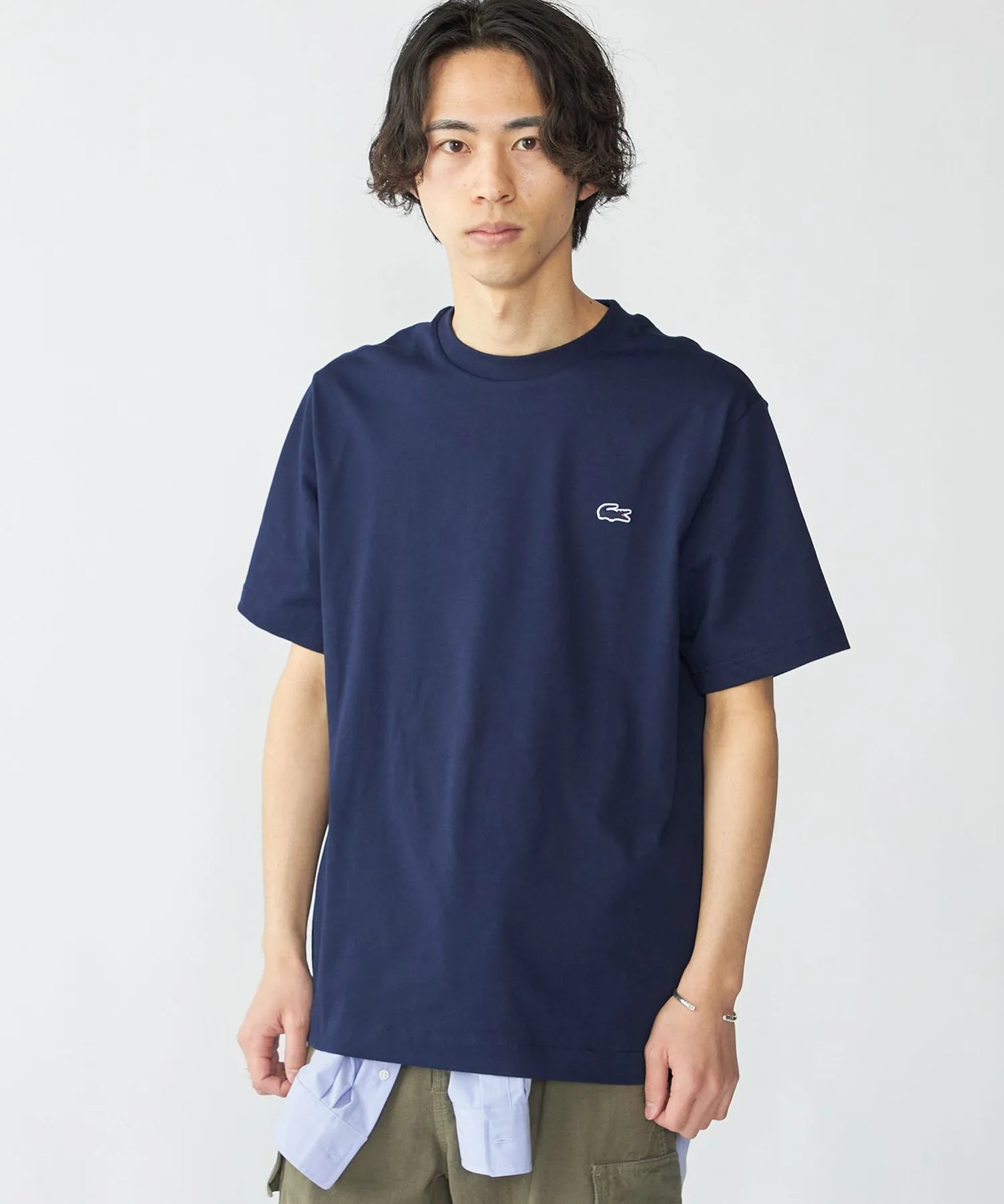 Мужская футболка Lacoste Outline Crocodile Crew Neck темно-синий