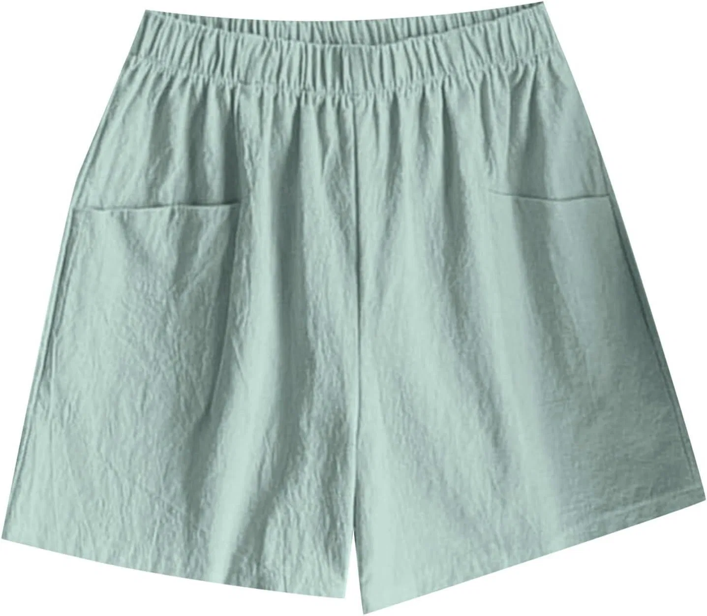 Шорты для женщин широкие с высокой талией, Linen Shorts, Mint Green — фото 3