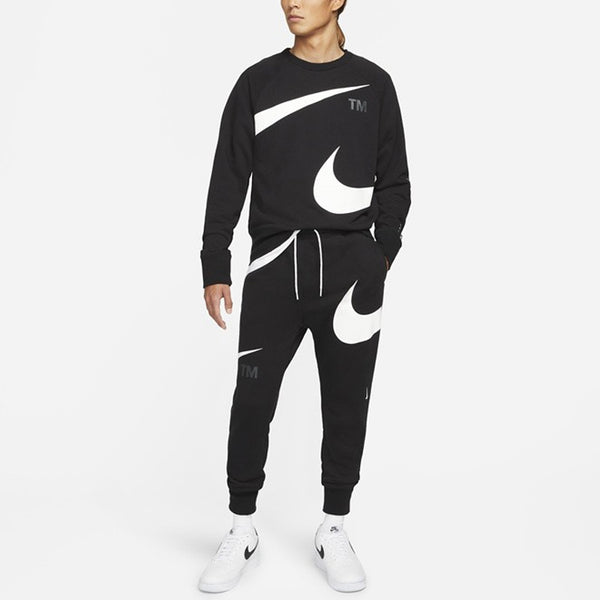 Брюки men's large logo lacing knit bundle feet sports pants/trousers/joggers autumn black Nike, черный — фото 4