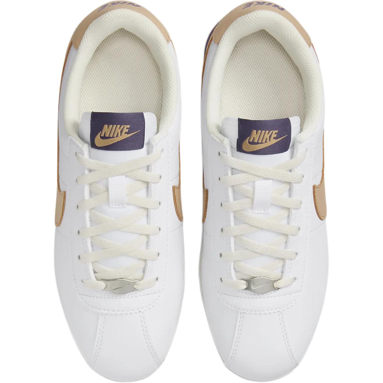 Кроссовки Nike Cortez Slip Resistant с амортизацией, низкие, детские, повседневные, белый/темный виноград/светлый айвори/пенька — фото 4