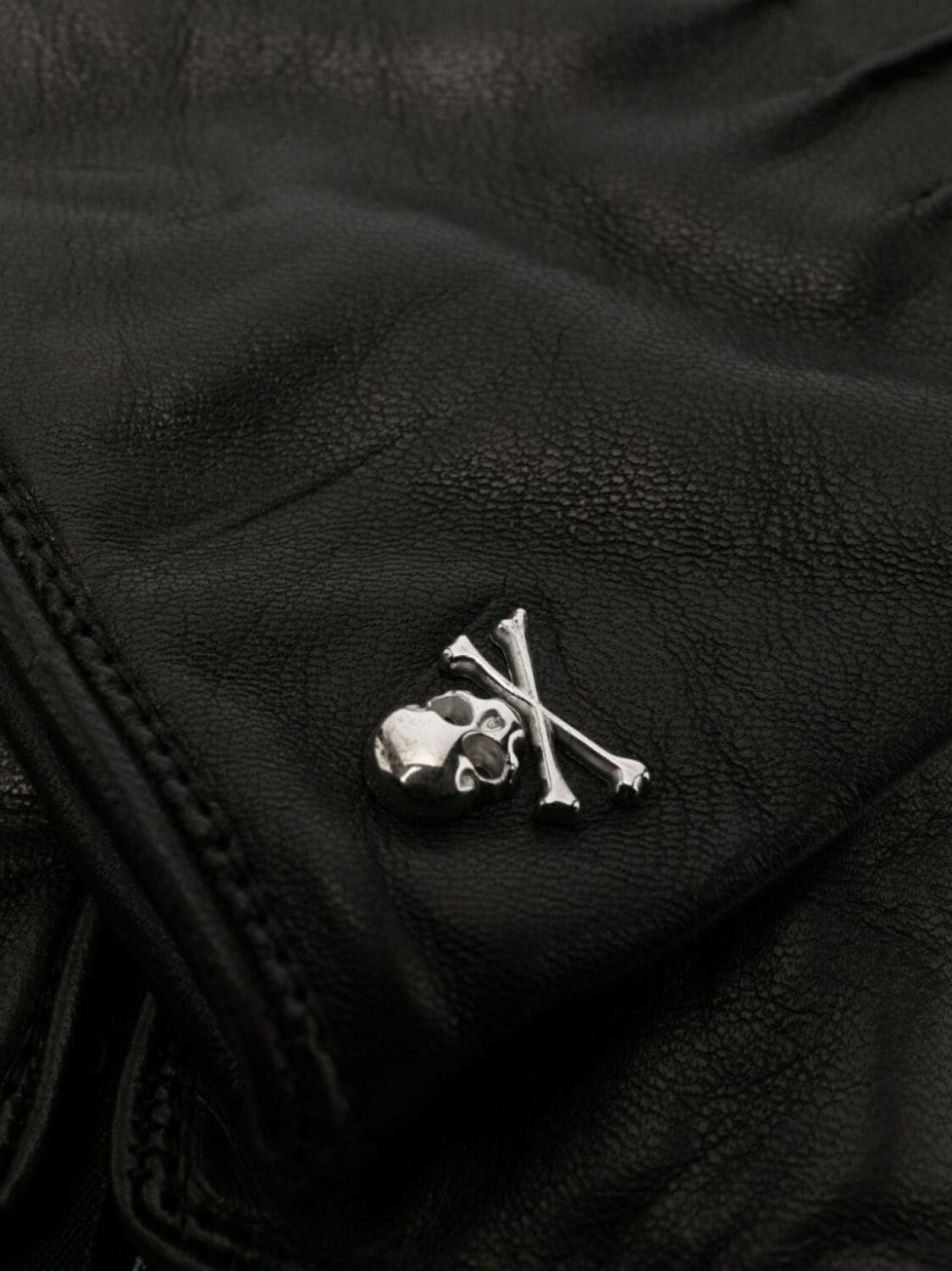 

Philipp Plein кожаные перчатки Skull & Bones, черный