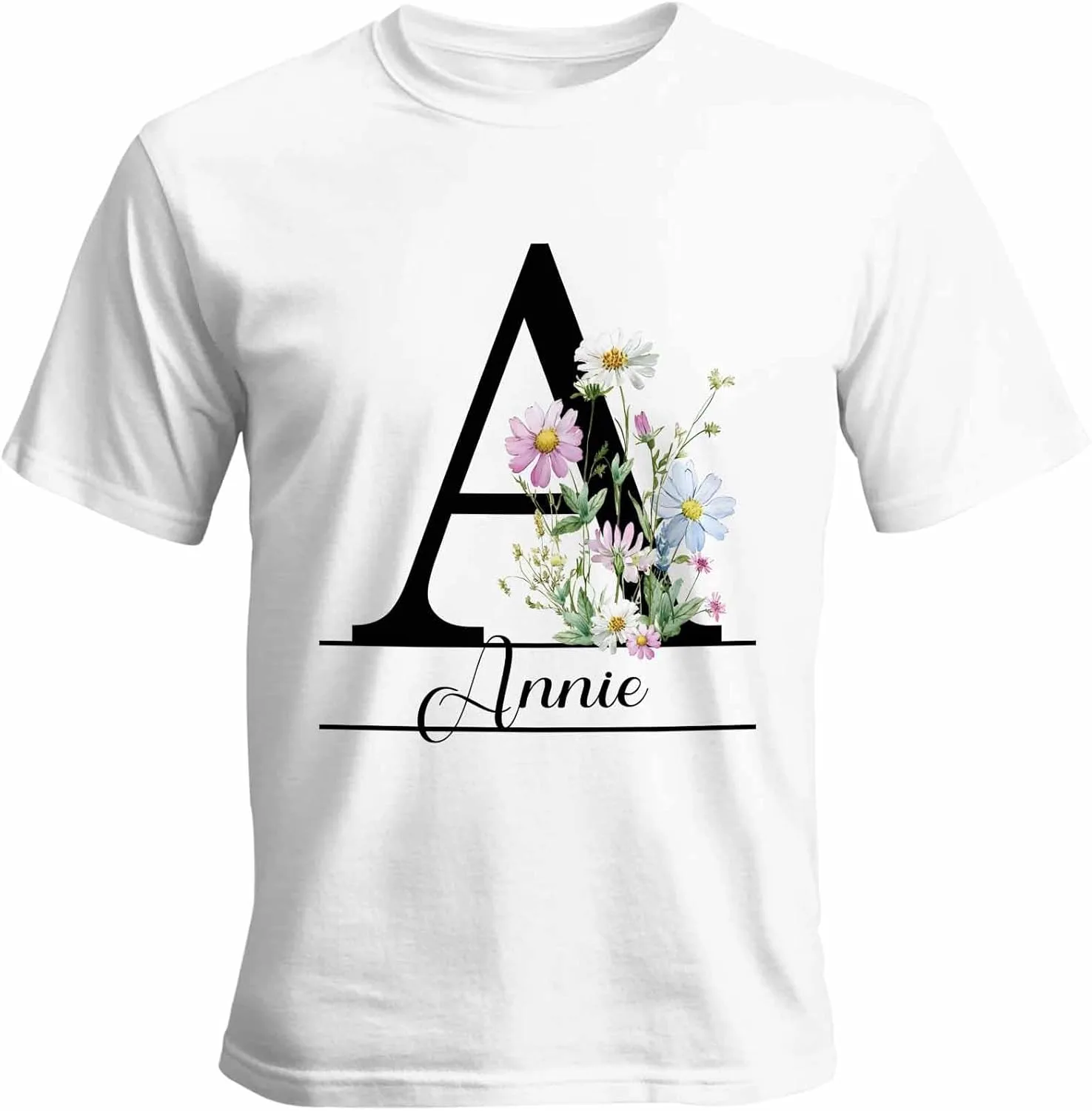 

Футболка с именем или надписью, цветы, Unisex, Cotton, Round Neck Vaxbryntel