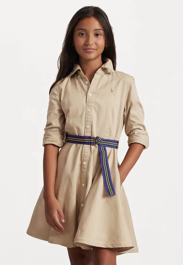Платье-Рубашка из хлопка чинос с поясом 714y Polo Ralph Lauren, Classic Khaki