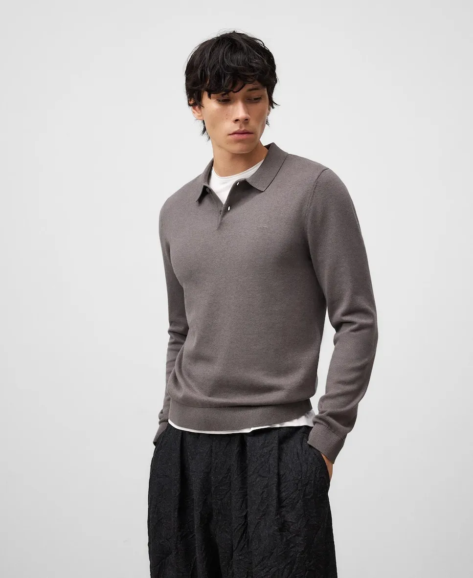 

Мужское мраморное поло с длинным рукавом Adolfo Dominguez, серый