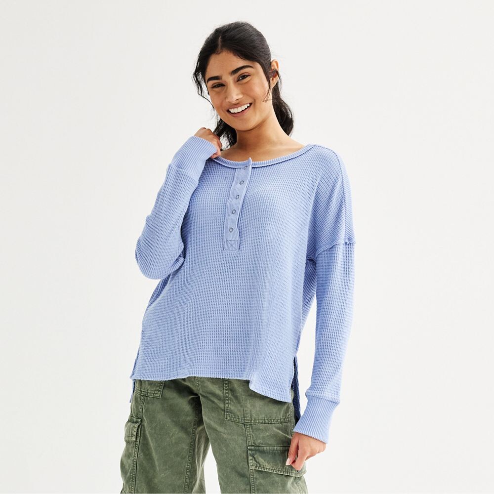 

Детская футболка SO Cozy Henley, цвет Fiona Blue