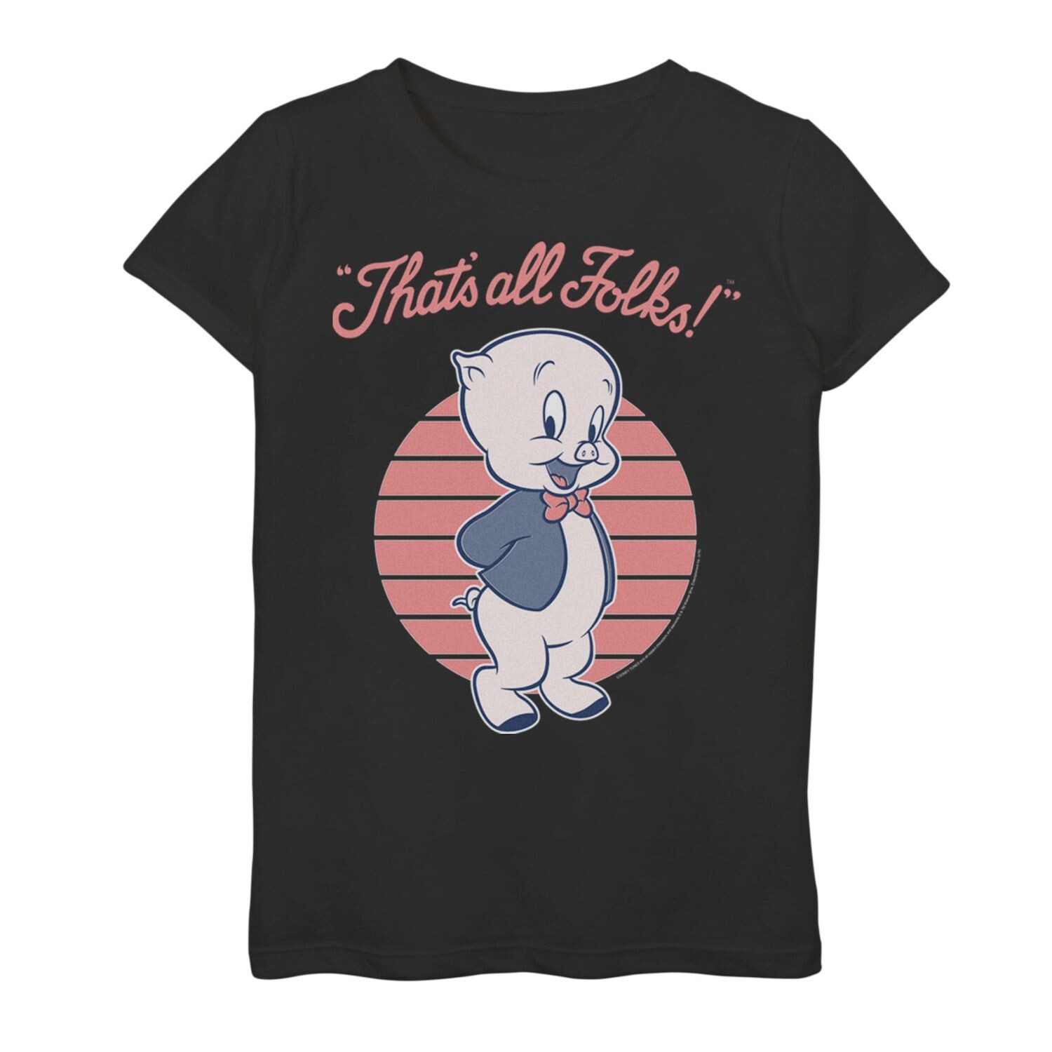 

Футболка с рисунком «Porky Pig This’s All Folks» для девочек 7–16 лет Looney Tunes Licensed Character