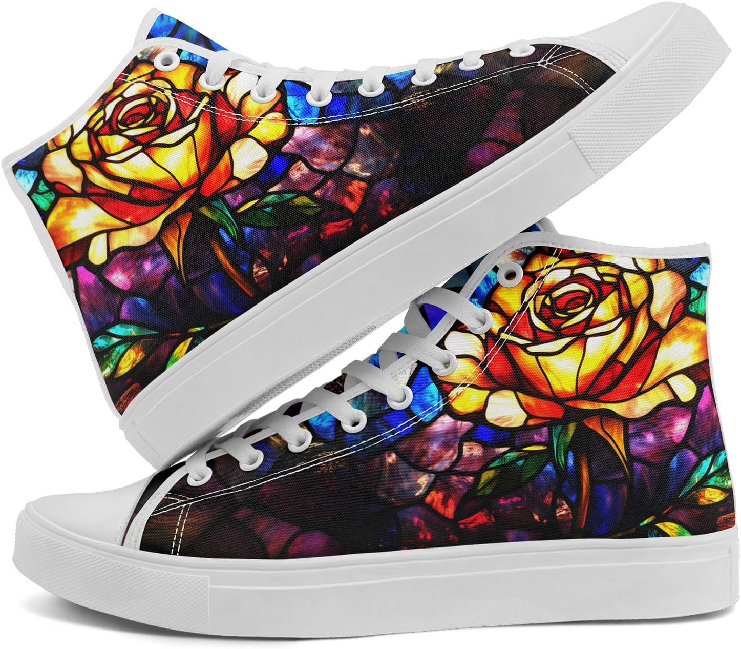 

Высокие кеды на шнуровке AWSOLE с принтом из витражного стекла для женщин и мужчин, разноцветные легкие модные повседневные обувные для прогулок