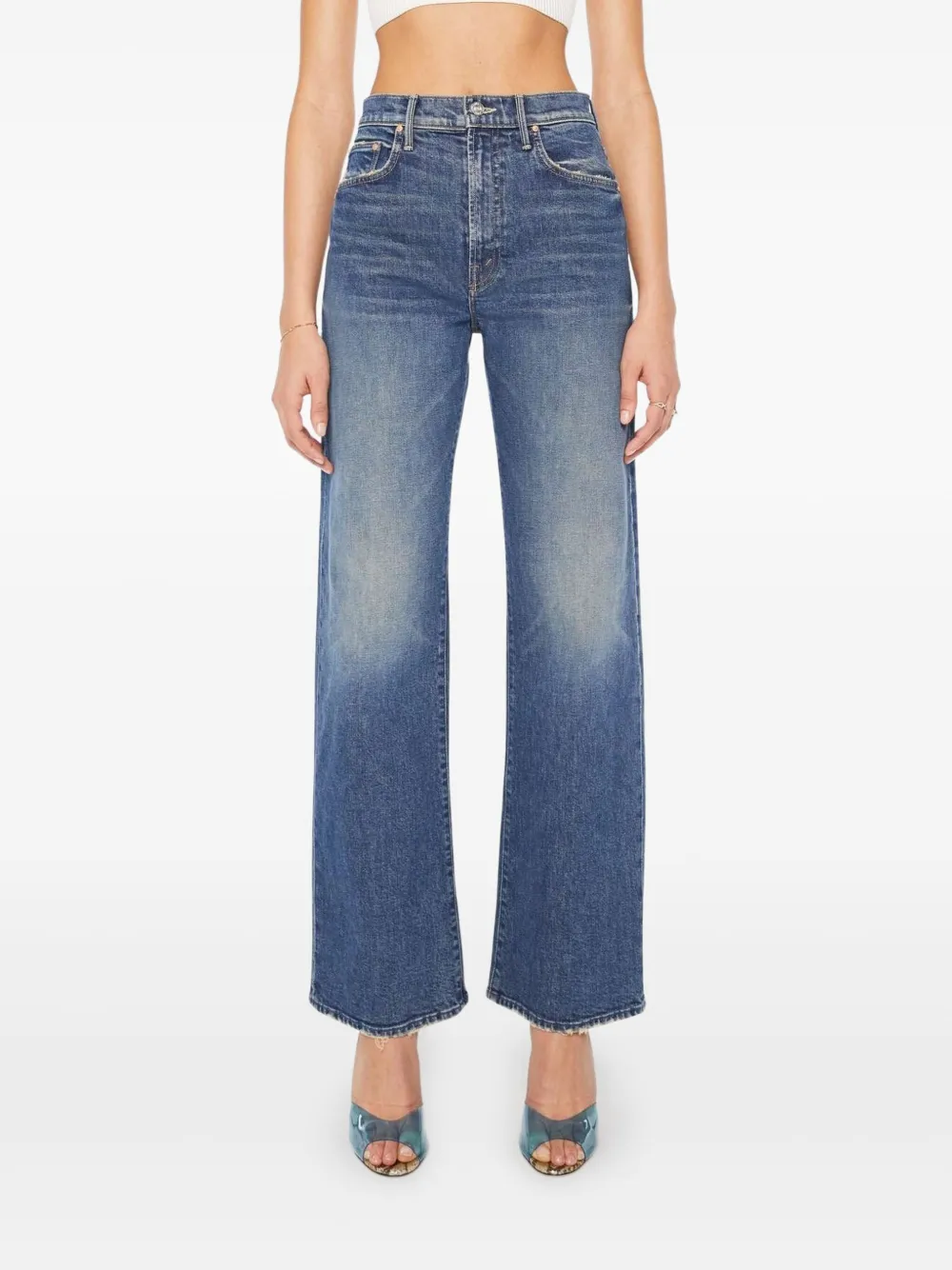 

Джинсы Lasso Sneak с эффектом потертостей Mother, синий