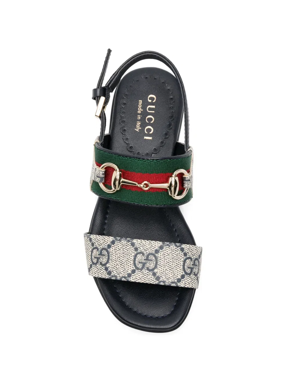 Сандалии Gucci Kids с ремешком в виде конской уздечки, сине-бежевые — фото 3