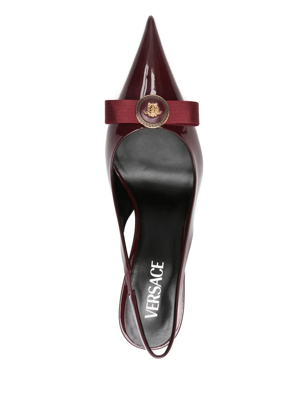 Туфли-лодочки Gianni Ribbon с открытой пяткой 85 мм VERSACE, красный — фото 4