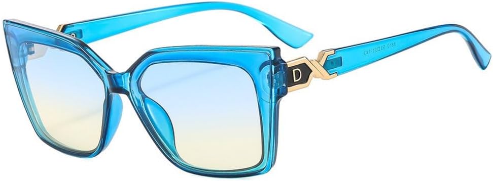 

Модные солнцезащитные очки «кошачий глаз» для женщин и мужчин, винтажные женские солнцезащитные очки, трендовые модели, защита от ультрафиолета UV400 MTZJH, Blue Yellow