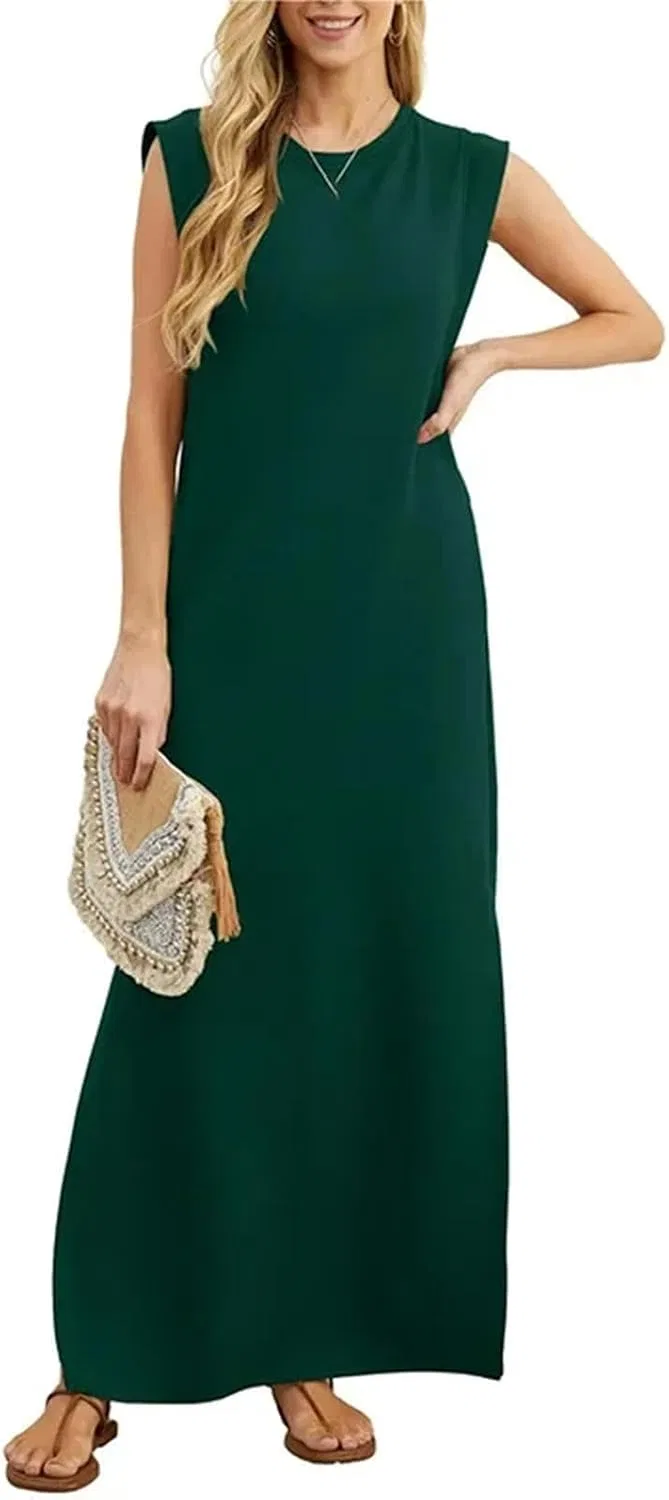 Женское casual платье миди свободного кроя A-line, Army Green — фото 2