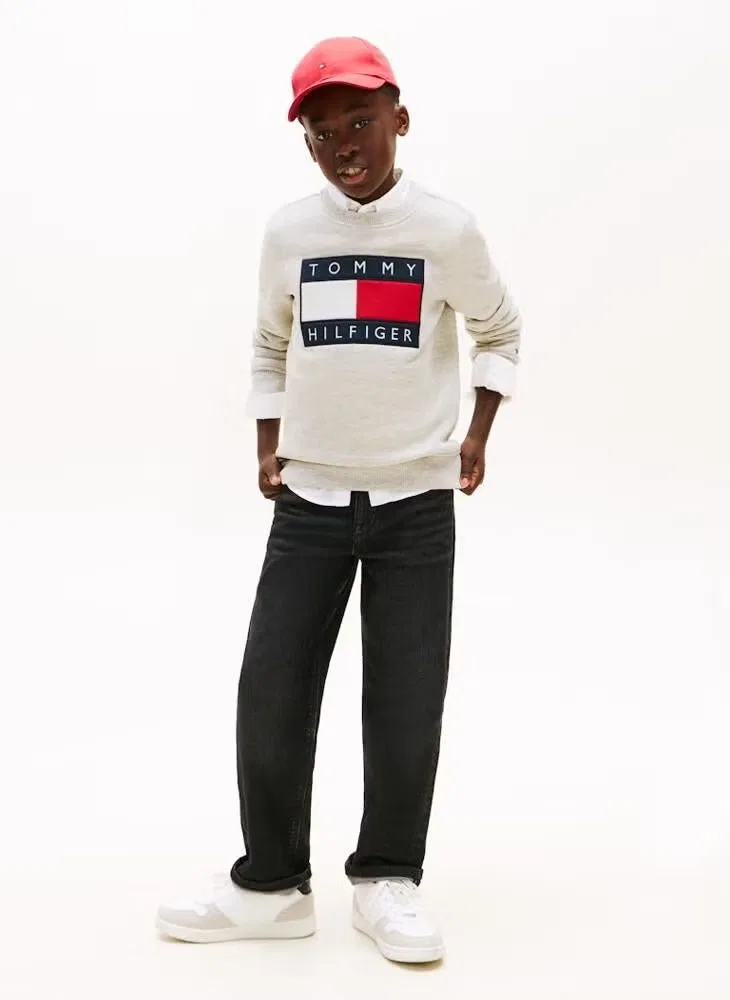 Свитшот с принтом флага Tommy Hilfiger, светло-серый — фото 3