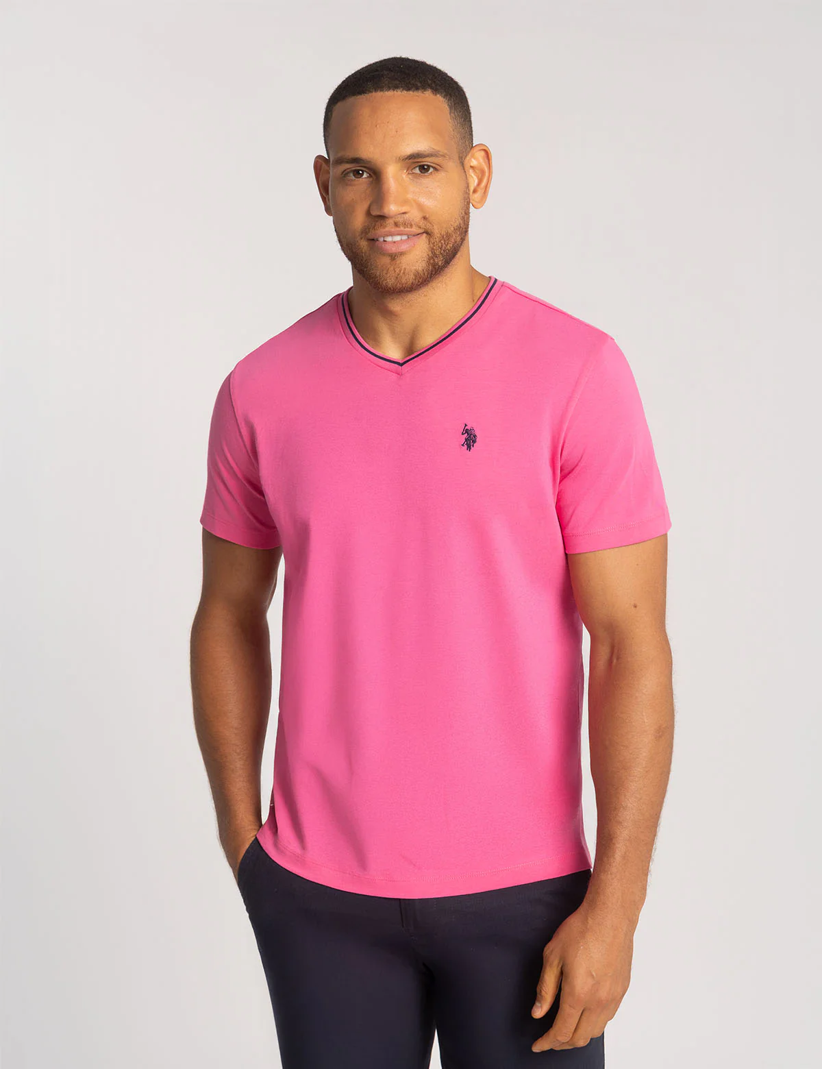 

Футболка U.S. Polo Assn Tipped V-neck Jersey, розовый