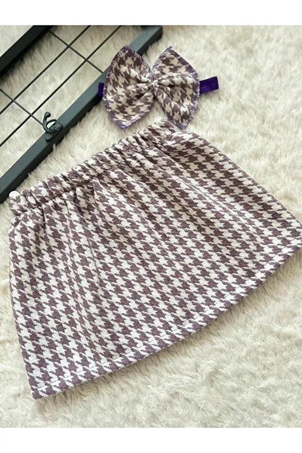 Детский комплект для новорожденных с принтом Houndstooth skirt and bandana set Bahnur, Purple
