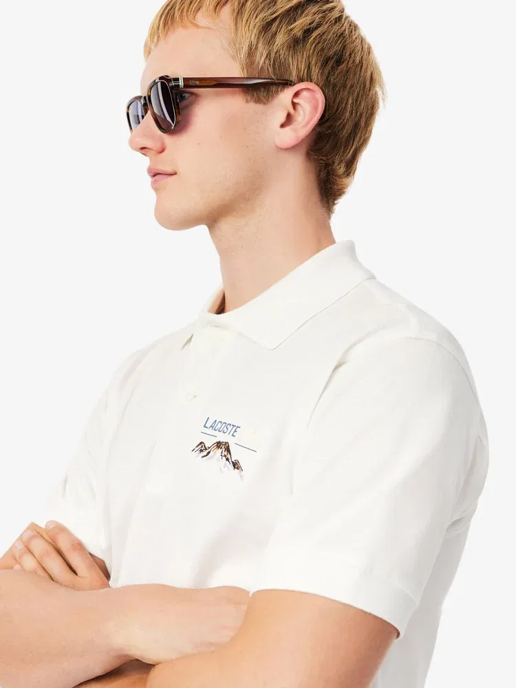 Футболка поло с графическим принтом, Mountain Graphic LACOSTE, White — фото 2