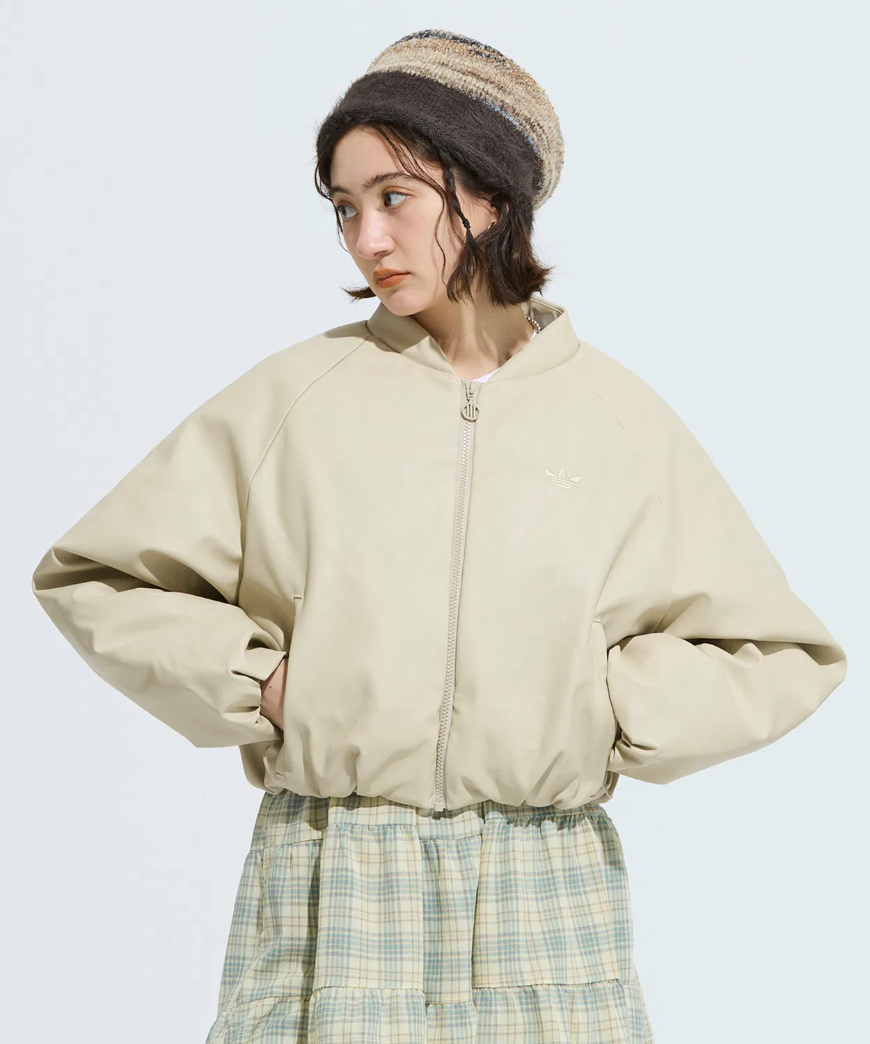 Женская куртка-бомбер с синтетическим утеплителем, модель JX3015, Adidas, Khaki