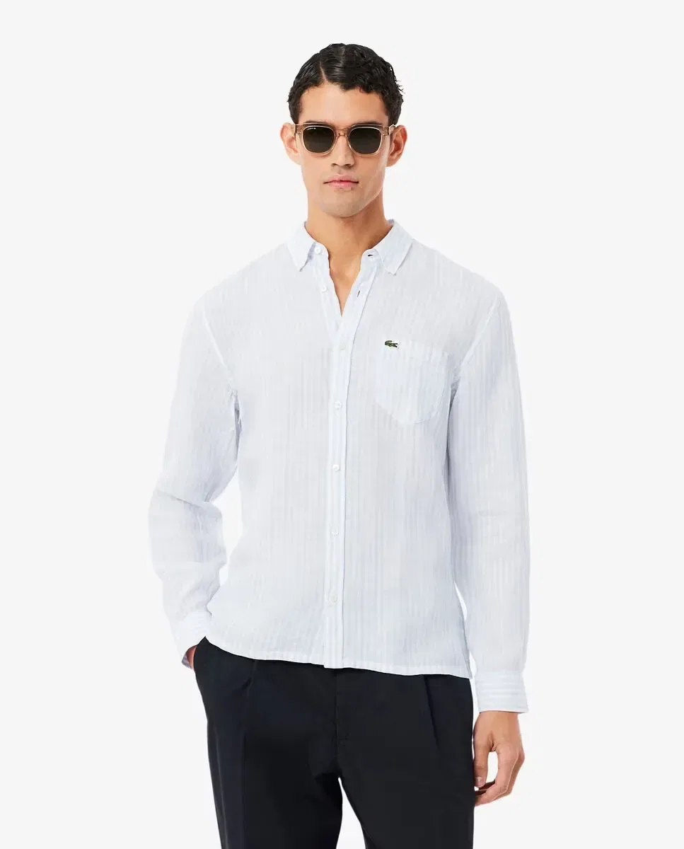 Рубашка мужская Lacoste с длинным рукавом, в полоску, Azul Claro
