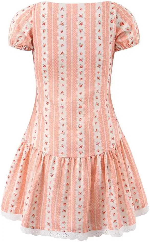 Женское летнее мини-платье с цветочным принтом A-line, Floral — фото 2