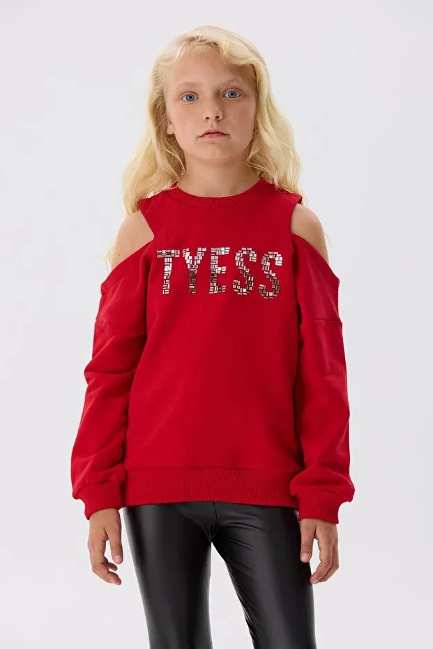 Детские свитшот для девочек с длинным рукавом Tyess, Red — фото 3