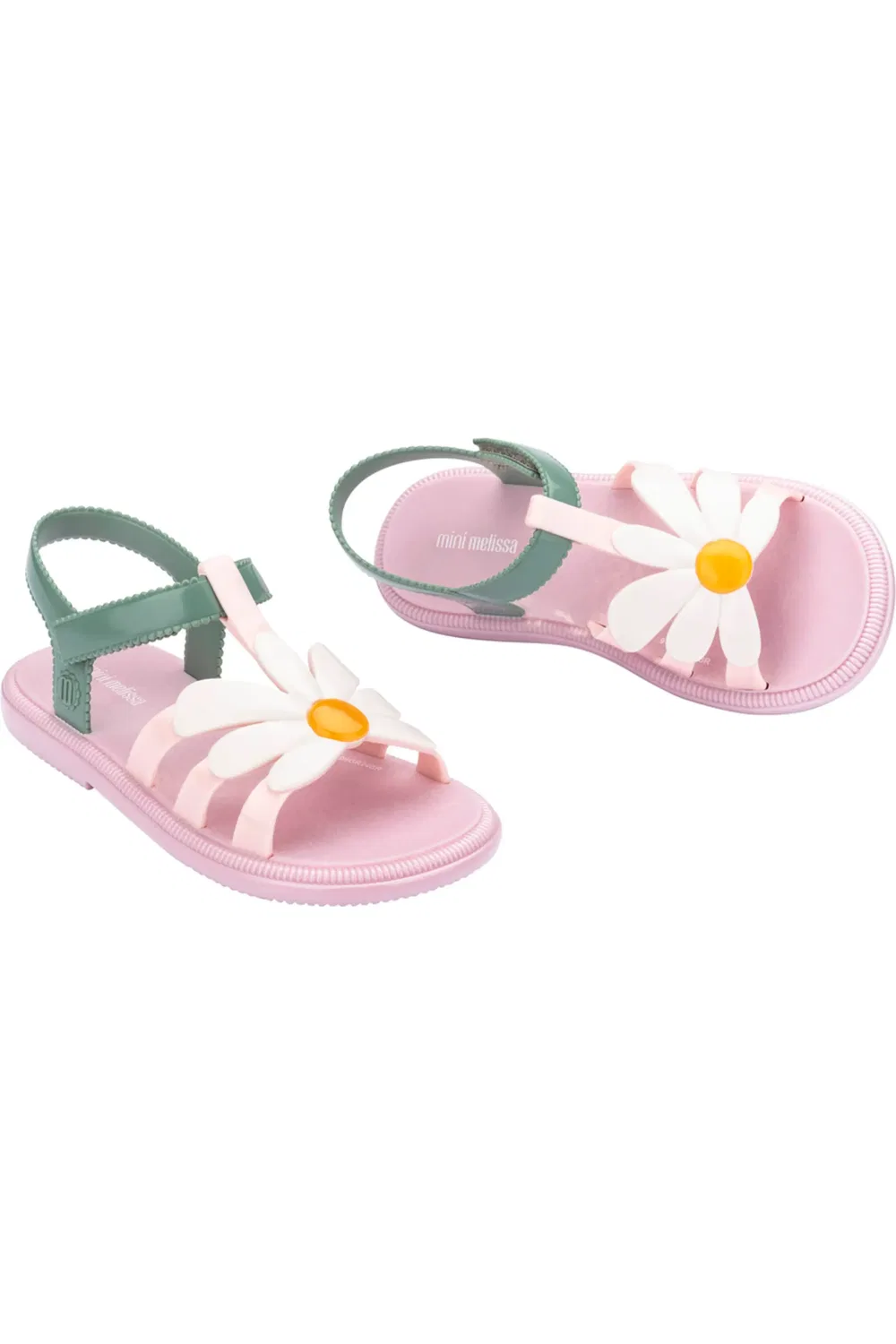Сандалии детские с цветочным декором Mini Hip Bloomy Mini Melissa, Metallic Pink/Green — фото 2