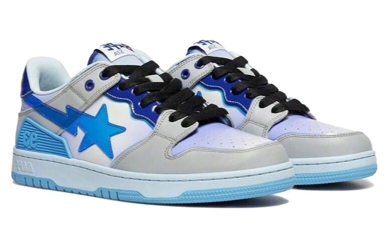 SK8 Стильные женские низкие кроссовки для скейтбординга синего цвета A Bathing Ape — фото 4