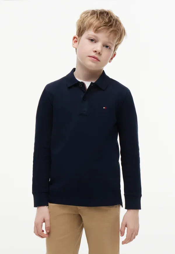 Футболка поло хлопковая Long sleeved top Tommy Hilfiger, dark night темно-синий