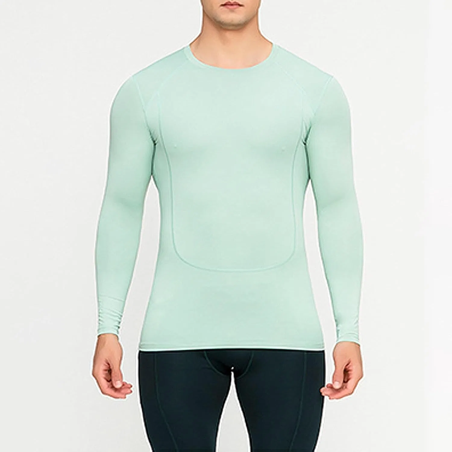 Мужская длинная футболка с круглым вырезом Slim Fit, Mint Green — фото 2