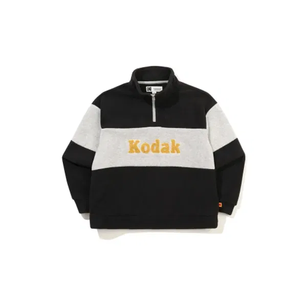 Свитшот с цветными блоками, микрофлис, полузастежка, Kodak Kids, черный — фото 2