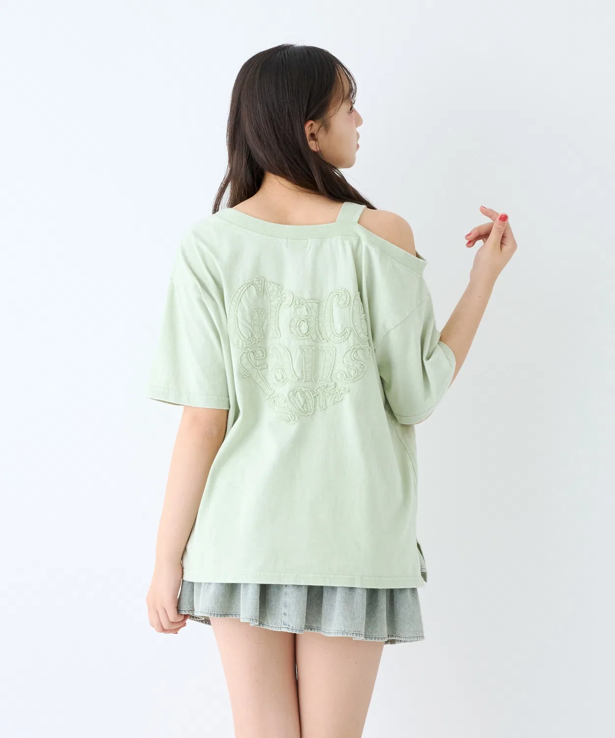 Детская футболка с одним плечом LOVETOXIC, Light Green
