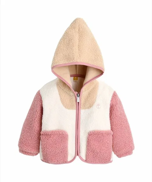 Детская флисовая куртка с длинным рукавомClip Round Pocket, moimoln, Pink
