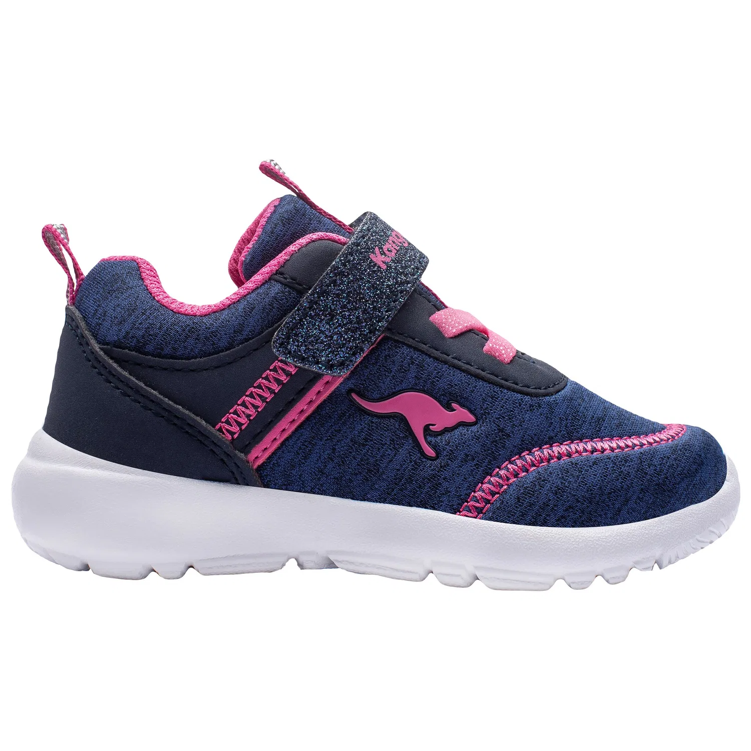 Детские кроссовки с кожаными вставками KangaROOS, Dark Navy/Fandango Pink — фото 3