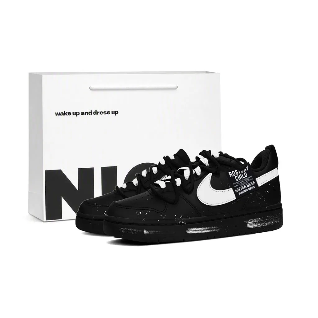 Детские кроссовки для скейтбординга с принтом Nike Court Borough 2, Nike, Black