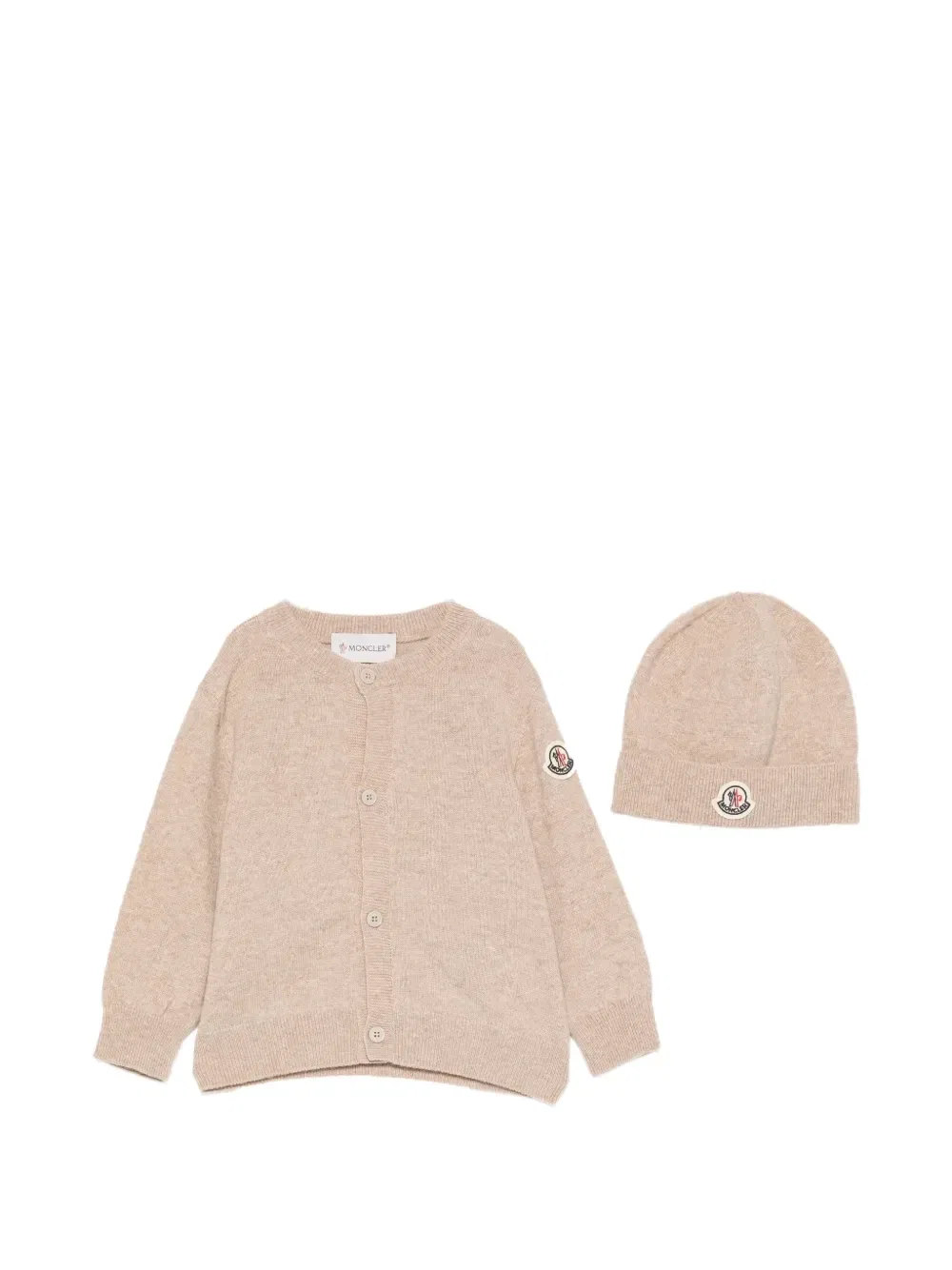 Кардиган с нашивкой логотипа Moncler Enfant, бежевый