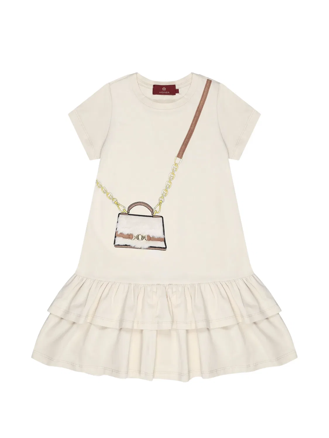 Платье с графичным принтом Aigner Kids, нейтральные цвета
