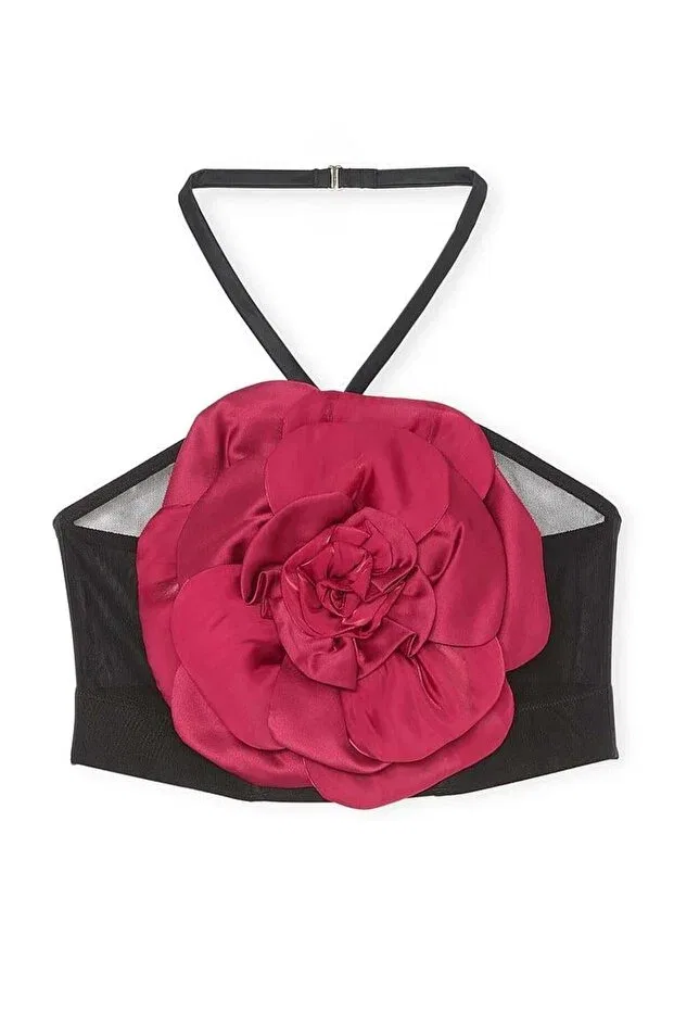 Женское бюстье без косточек на тонких бретелях с принтом Blooming Rose Victoria'S Secret, Black — фото 4