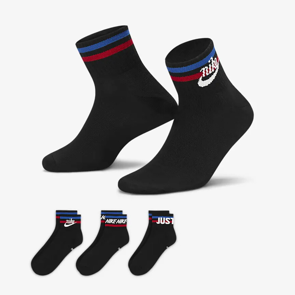 

Носки Nike Everyday Essential Ankle, 3 пары, чёрный/синий/красный
