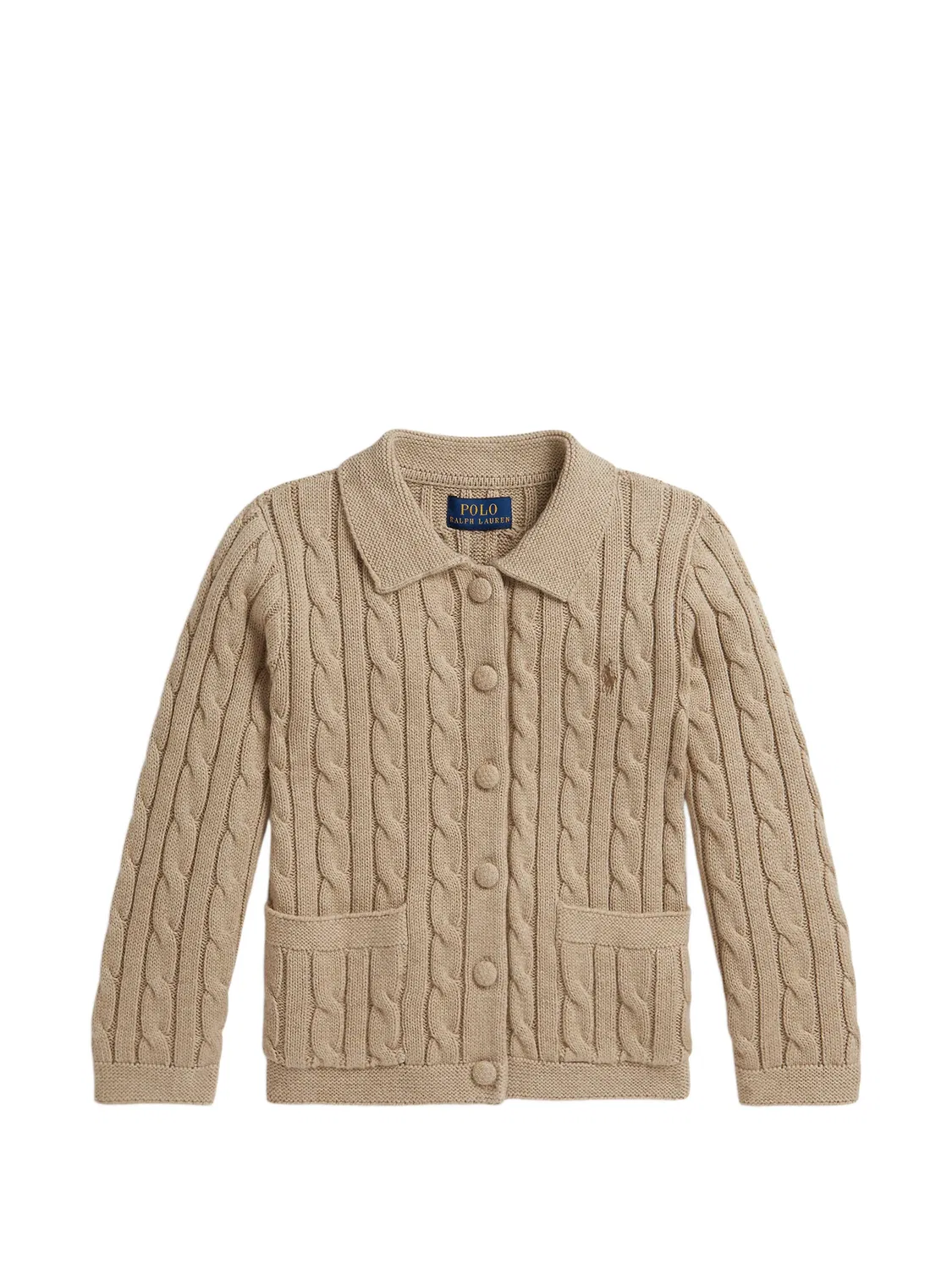 Кардиган фактурной вязки Polo Ralph Lauren Kids, нейтральные цвета
