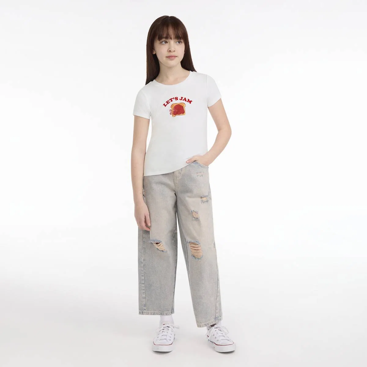 Вязаный топ с коротким рукавом в рубчик для девочек 7-16 лет Levi's, Bright White — фото 4
