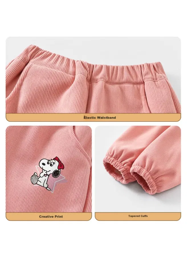 Штаны утепленные с сердечками Snoopy, розовый — фото 3