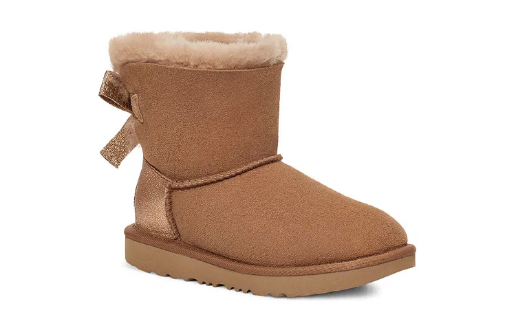 Детские зимние сапоги-снег boots с бантом Bailey Bow Glitz UGG, Chestnut — фото 4