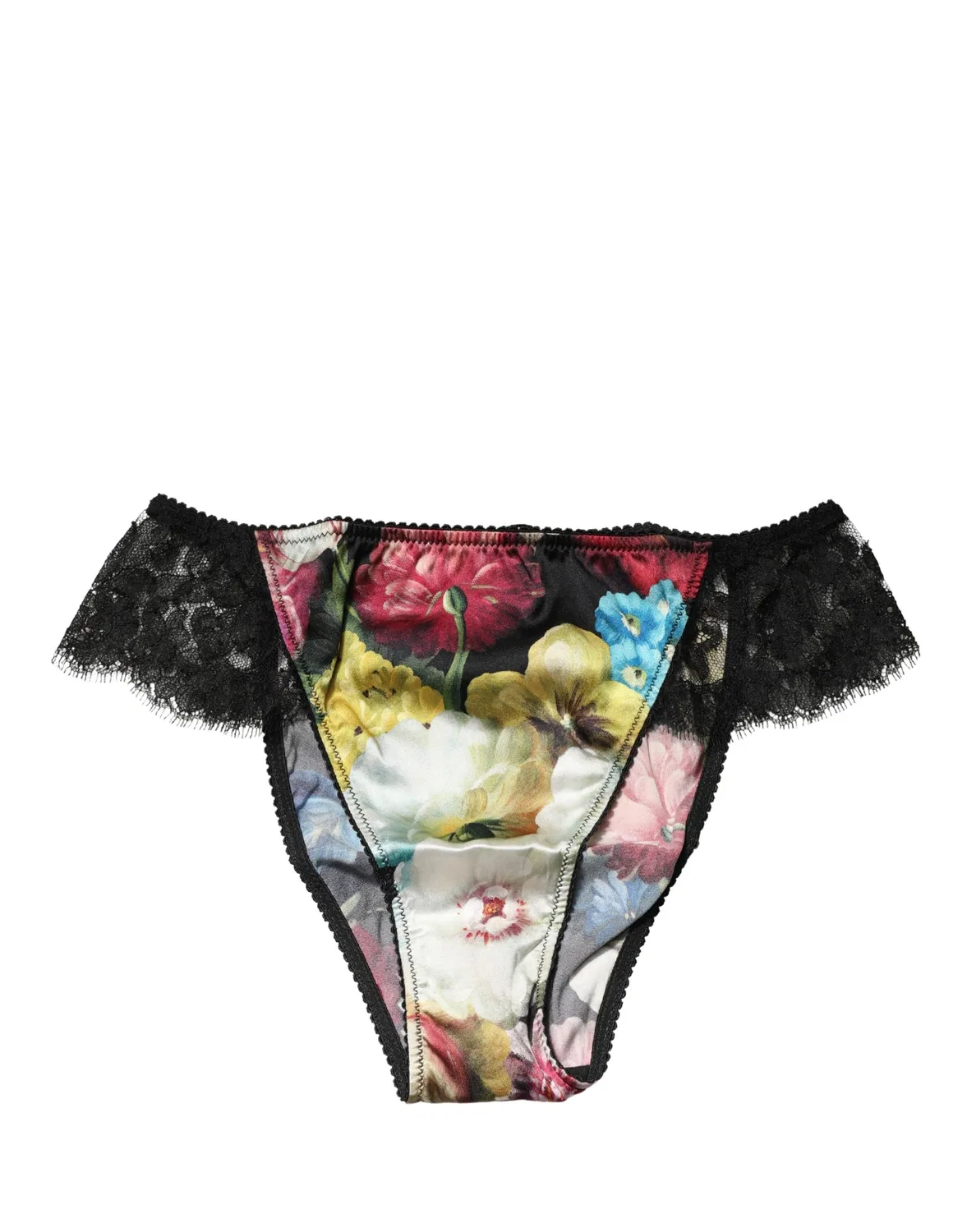 Женские трусы-слипы с кружевом Black Floral Lace Mid Waist Dolce & Gabbana, черный — фото 3