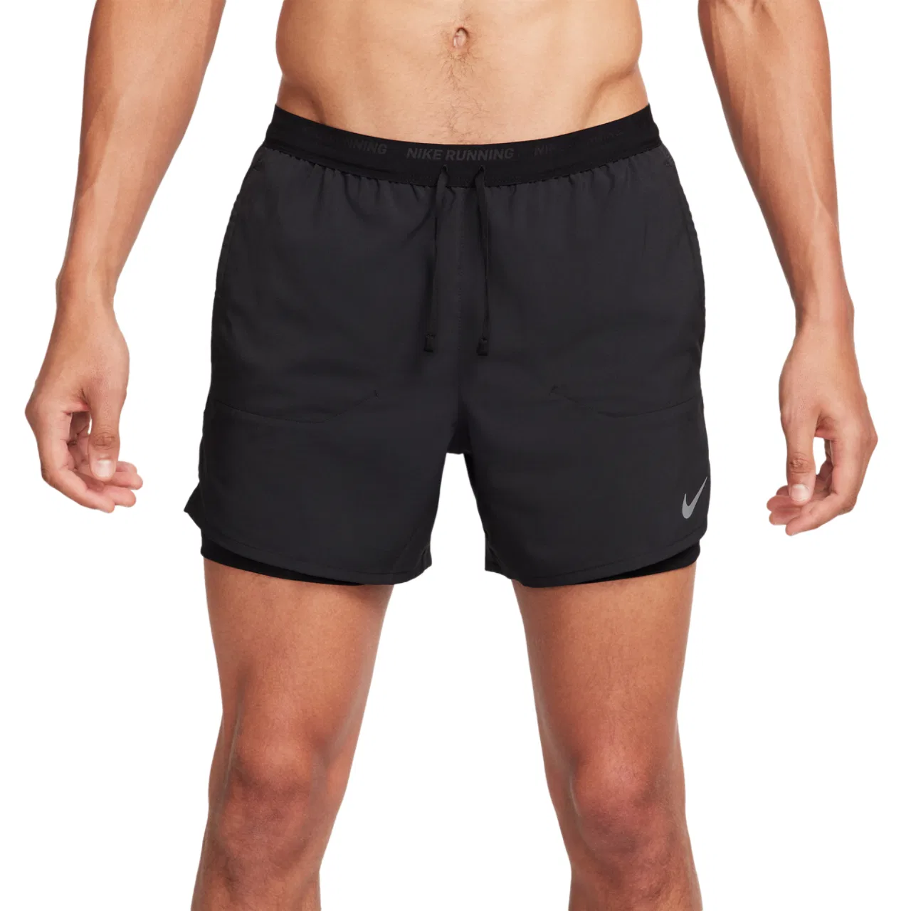 Мужские беговые шорты 2-в-1 Dri-FIT STRIDE 5 дюймов Nike, черный